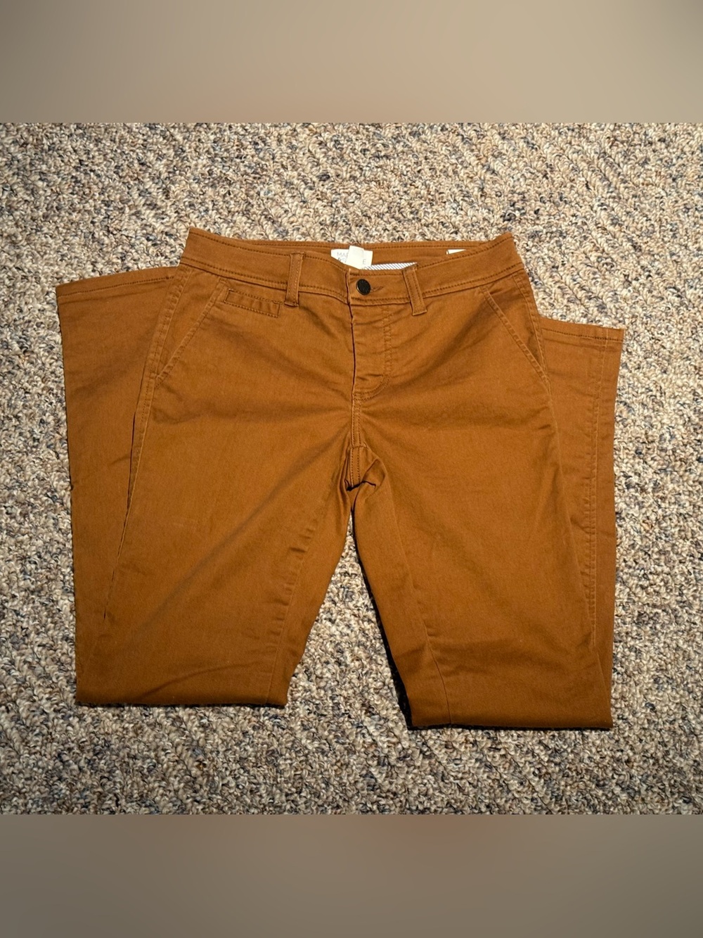 Women’s Market & Spruce Brown Chino Pants - Classic Straight/Skinny Fit, Size 0
